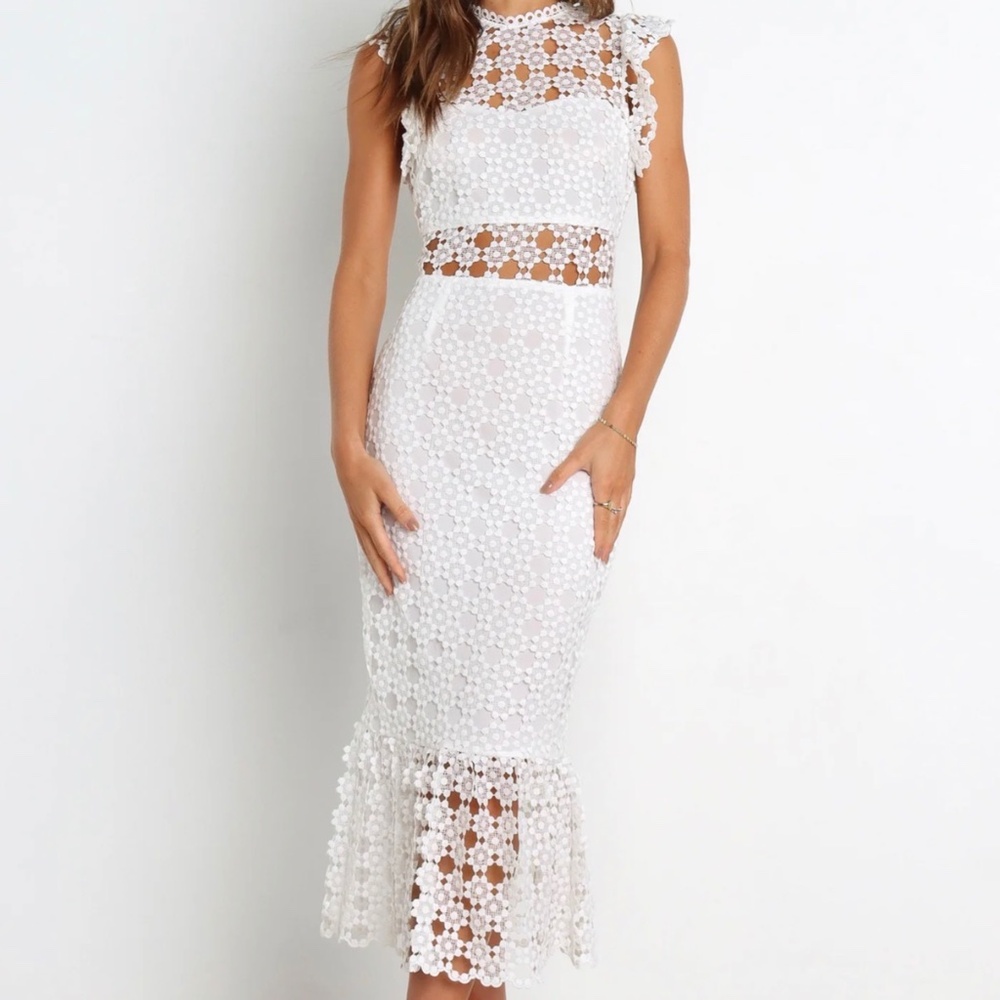 Petal & Pup Lauren dress white lace mid